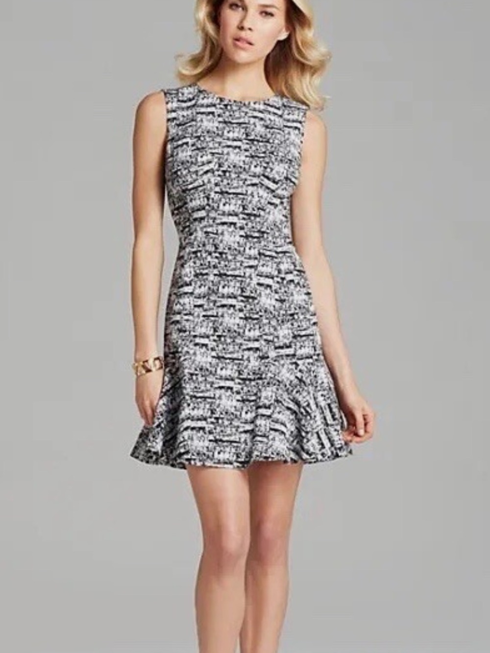 Diane von Furstenberg DVT Jaelyn Abstract Print Dress Black White - Size 8